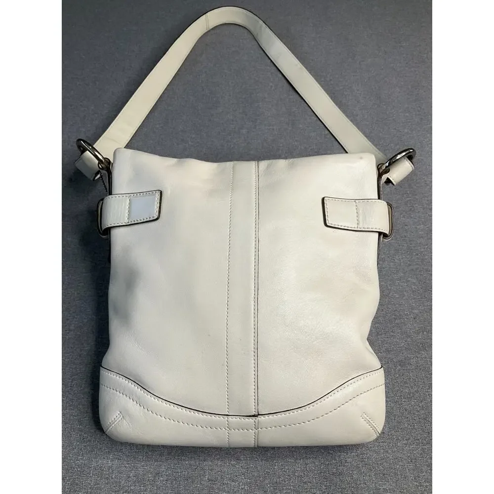COACH Shoulder Bag Crossbody Logo Hardware Leather White 3594